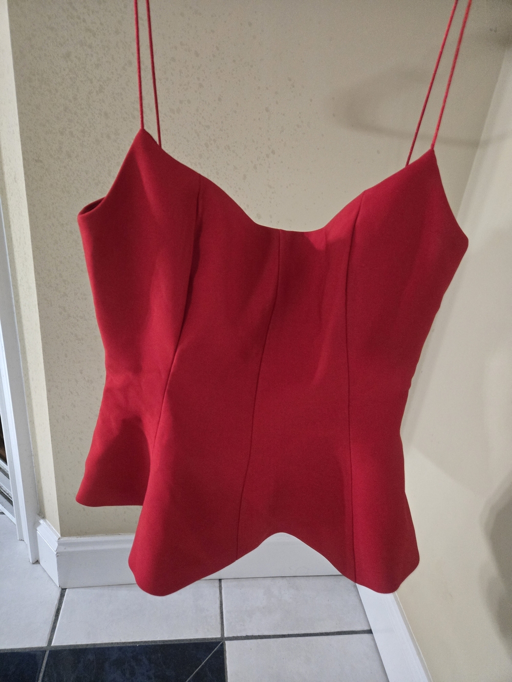 Zara Red Double-Strap Peplum Camisole